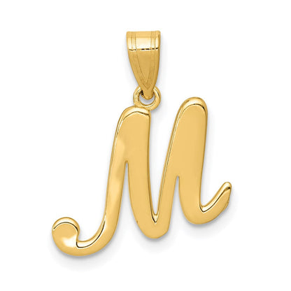 14K Gelbgold Initial-Anhänger mit Schreibschrift-Buchstabe M