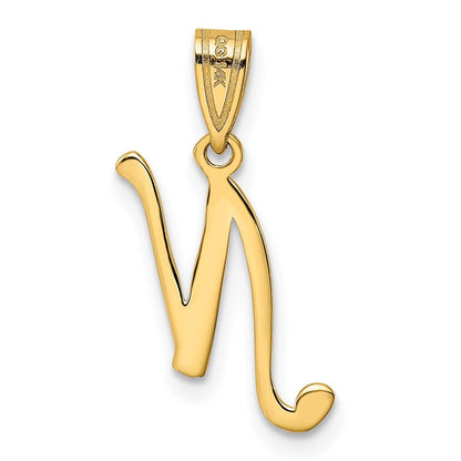 14K Gelbgold Skript-Buchstabe „N" Initial-Anhänger