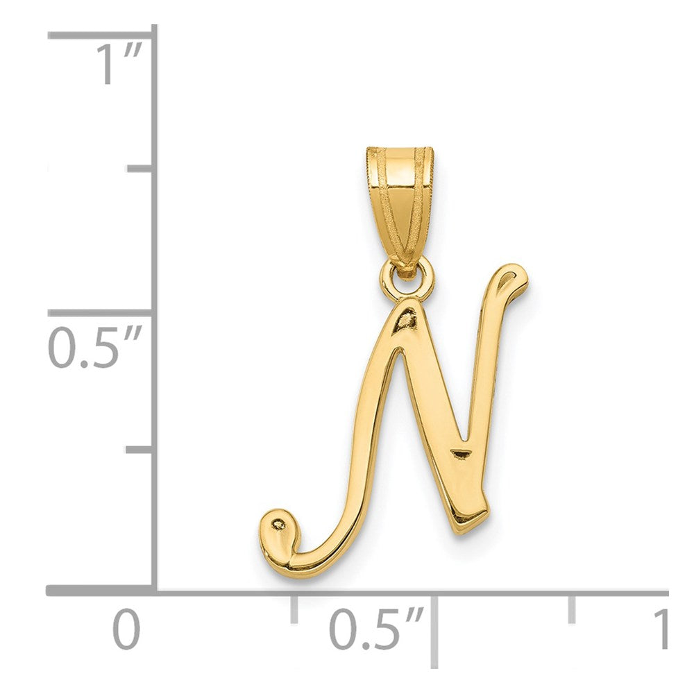14K Gelbgold Skript-Buchstabe „N" Initial-Anhänger