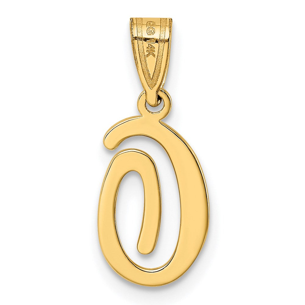 14K Gelbgold Skript-Buchstabe „O" Initial-Anhänger
