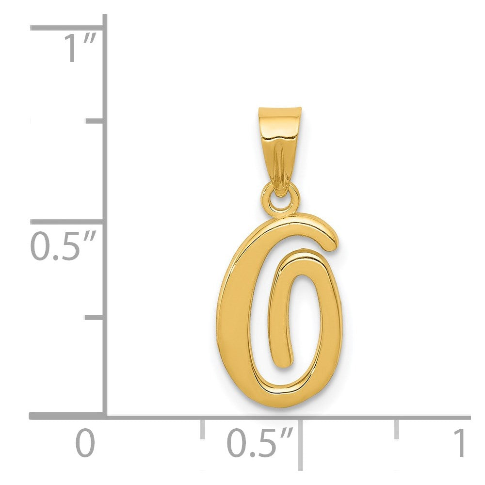 14K Gelbgold Skript-Buchstabe „O" Initial-Anhänger
