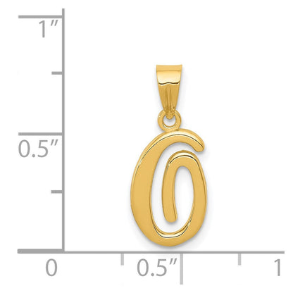 14K Gelbgold Skript-Buchstabe „O" Initial-Anhänger