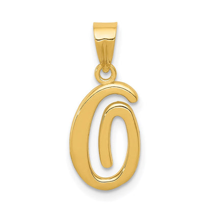 14K Gelbgold Skript-Buchstabe „O" Initial-Anhänger