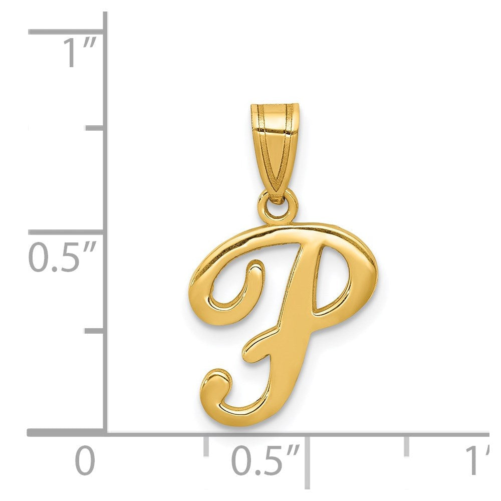 14K Gelbgold Schreibschrift-Buchstabe „P" Initial-Anhänger