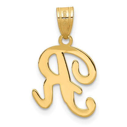 14K Gelbgold Schreibschrift-Buchstabe R Initial-Anhänger