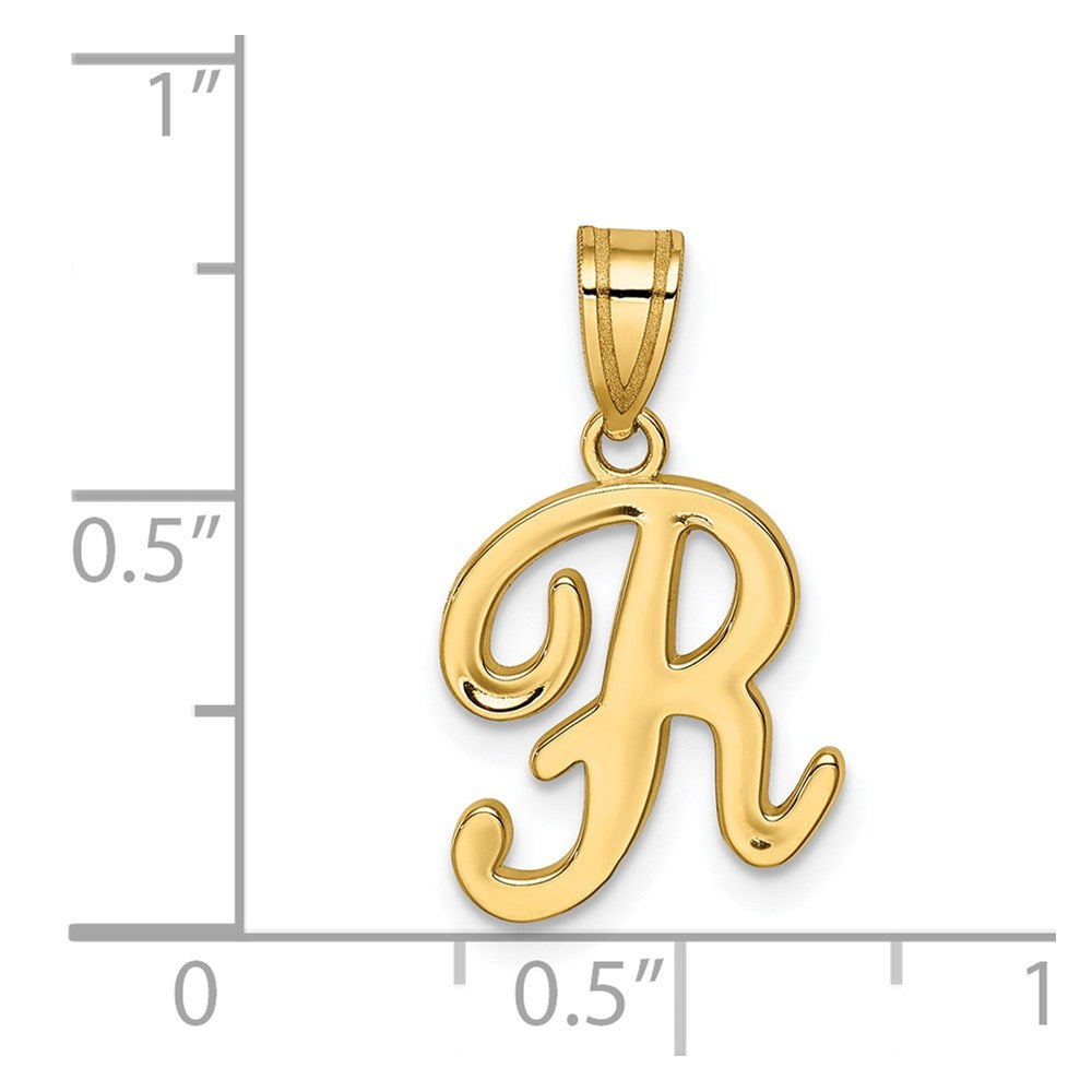 14K Gelbgold Schreibschrift-Buchstabe R Initial-Anhänger