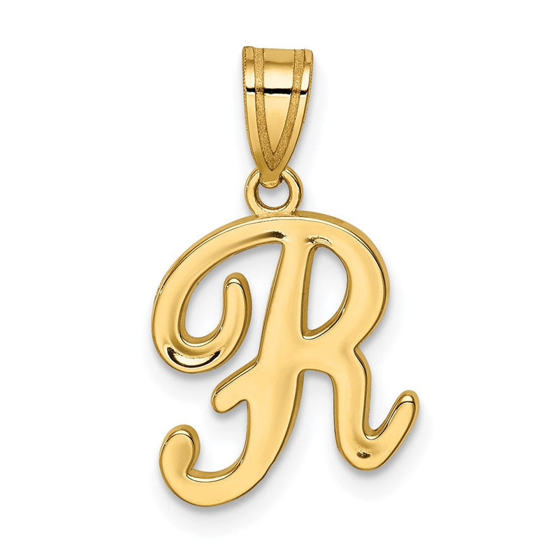 14K Gelbgold Schreibschrift-Buchstabe R Initial-Anhänger