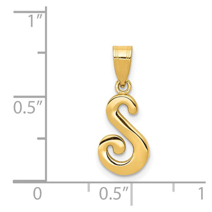 Anhänger mit Initiale „S“ in Schreibschrift aus 14K Gelbgold