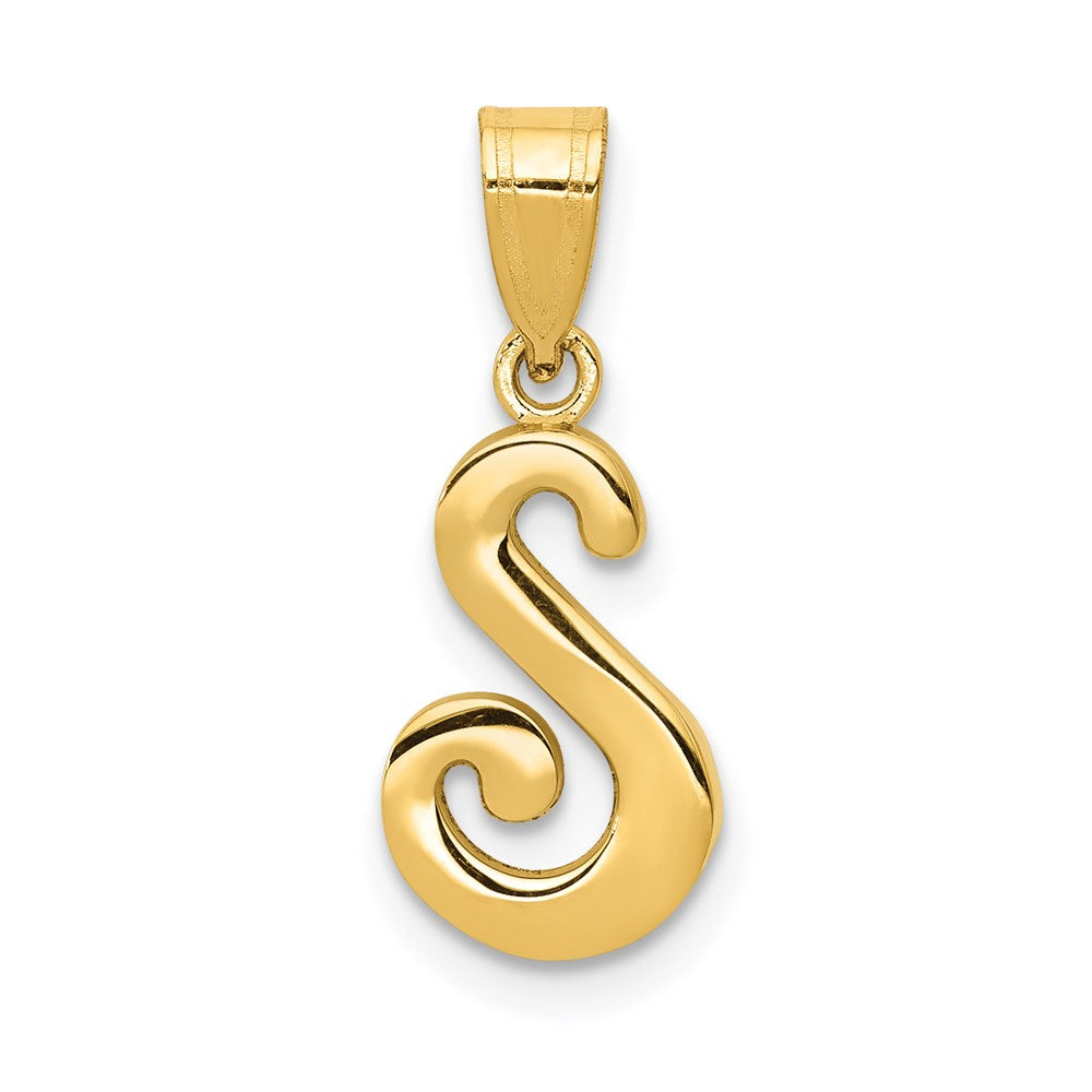Anhänger mit Initiale „S“ in Schreibschrift aus 14K Gelbgold