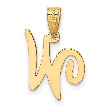 14K Gelbgold Initial-Anhänger Buchstabe „W" in Schreibschrift