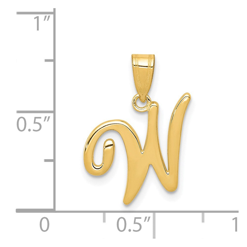 14K Gelbgold Initial-Anhänger Buchstabe „W" in Schreibschrift