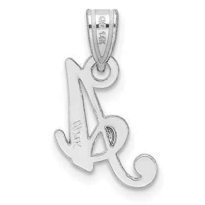 14k Weißgold Skript-Buchstabe „A" Initial-Anhänger