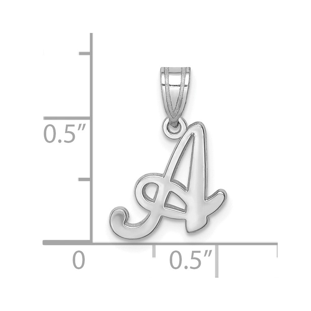 14k Weißgold Skript-Buchstabe „A" Initial-Anhänger