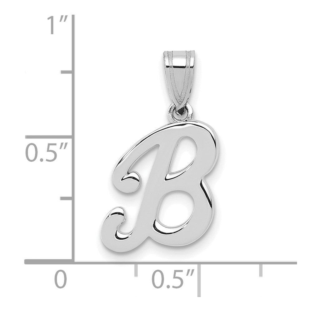 14K Weißgold Skript-Buchstabe B Initial-Anhänger
