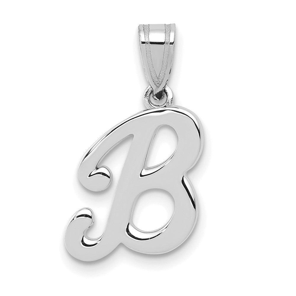 14K Weißgold Skript-Buchstabe B Initial-Anhänger