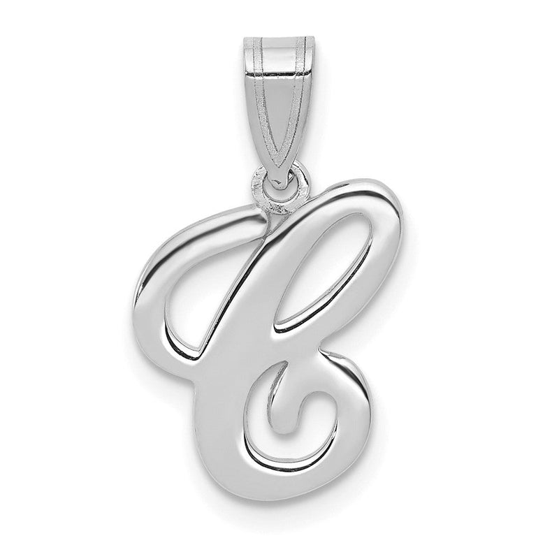 14k Weißgold Skript-Buchstabe C Initial-Anhänger