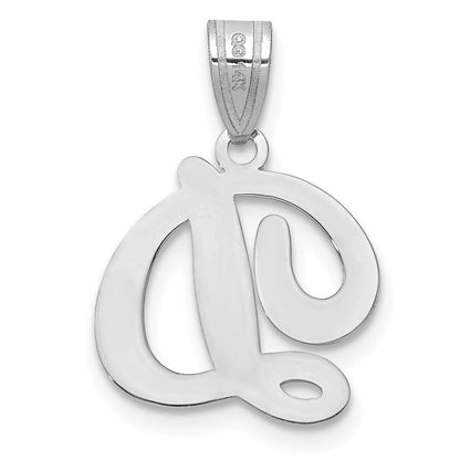 14K Weißgold Skript-Buchstabe D Initial-Anhänger