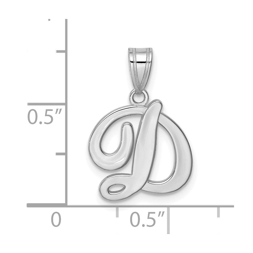 14K Weißgold Skript-Buchstabe D Initial-Anhänger
