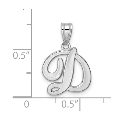 14K Weißgold Skript-Buchstabe D Initial-Anhänger