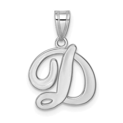 14K Weißgold Skript-Buchstabe D Initial-Anhänger