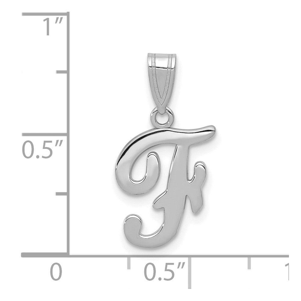 14K Weißgold Initial-Anhänger Buchstabe "F" in Schreibschrift