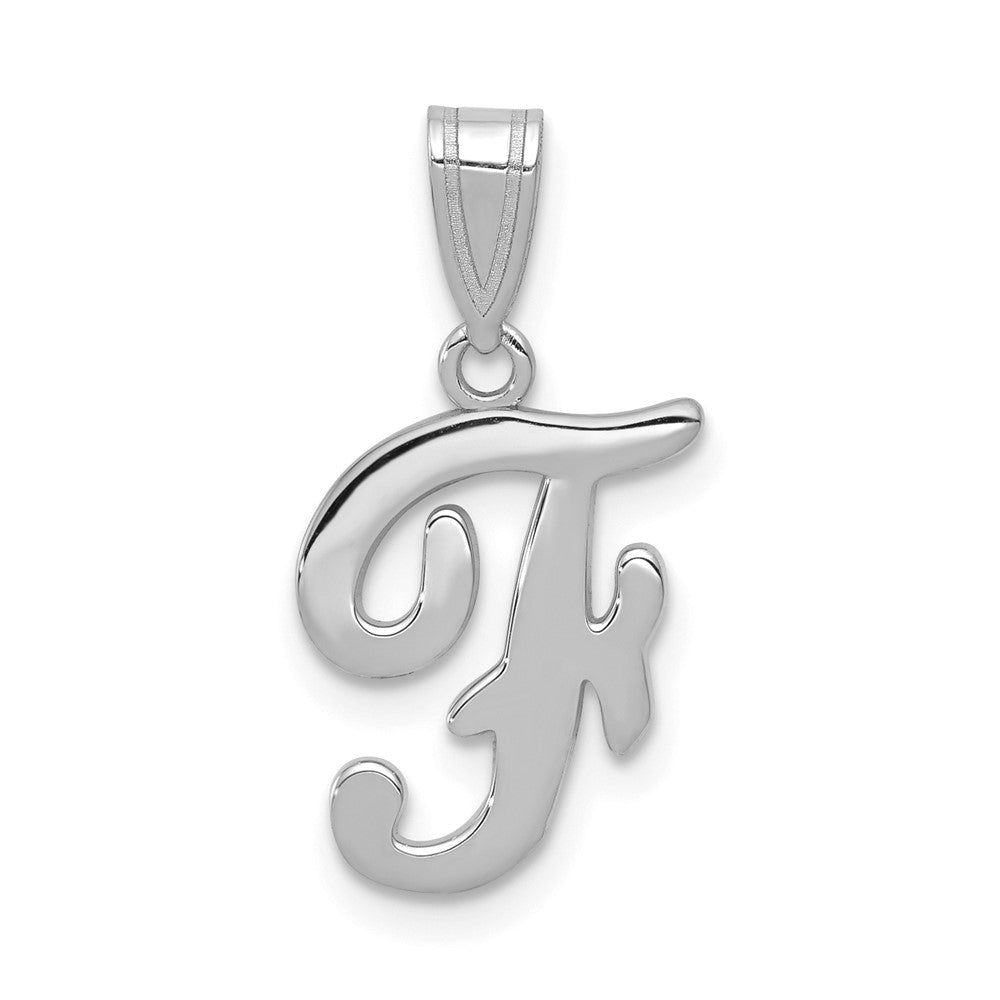 14K Weißgold Initial-Anhänger Buchstabe "F" in Schreibschrift