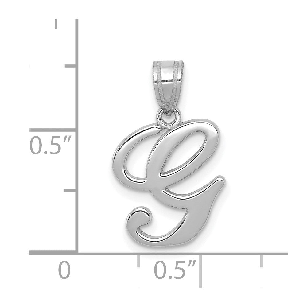 14K Weißgold Skript-Buchstabe G Initial-Anhänger