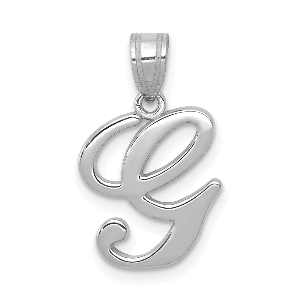 14K Weißgold Skript-Buchstabe G Initial-Anhänger