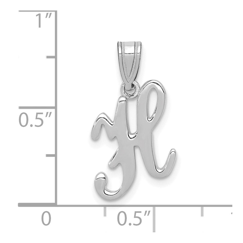 14K Weißgold Skript-Buchstabe H Initialen-Anhänger