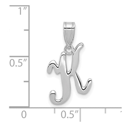 14K Weißgold Schreibschrift-Buchstabe K Initial-Anhänger