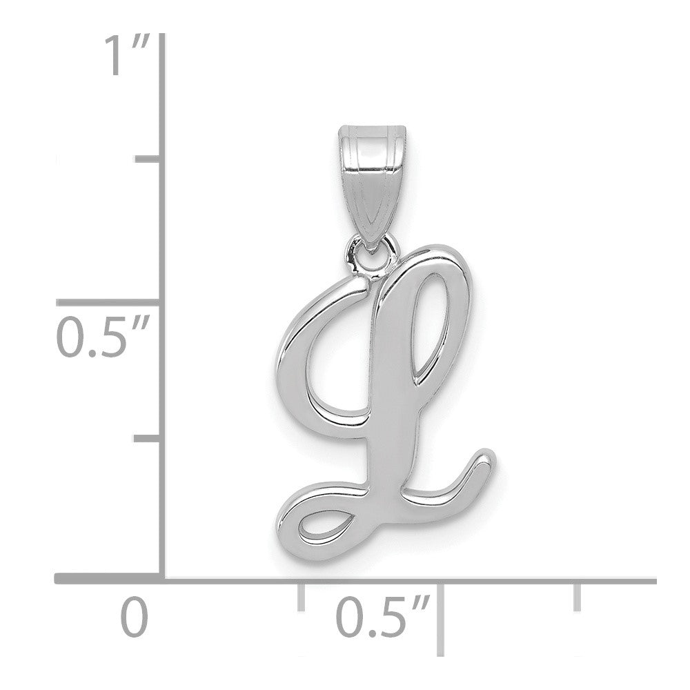 14K Weißgold Anhänger mit Schreibschrift-Buchstabe „L“