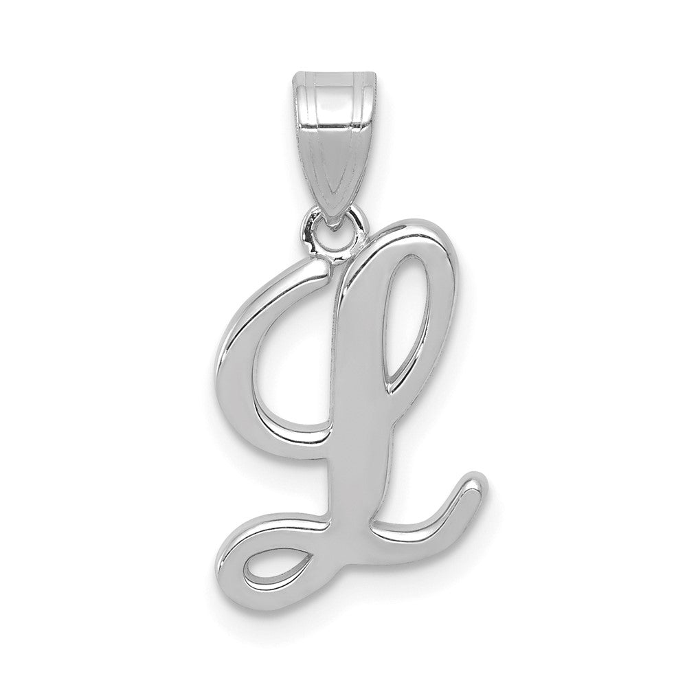 14K Weißgold Anhänger mit Schreibschrift-Buchstabe „L“
