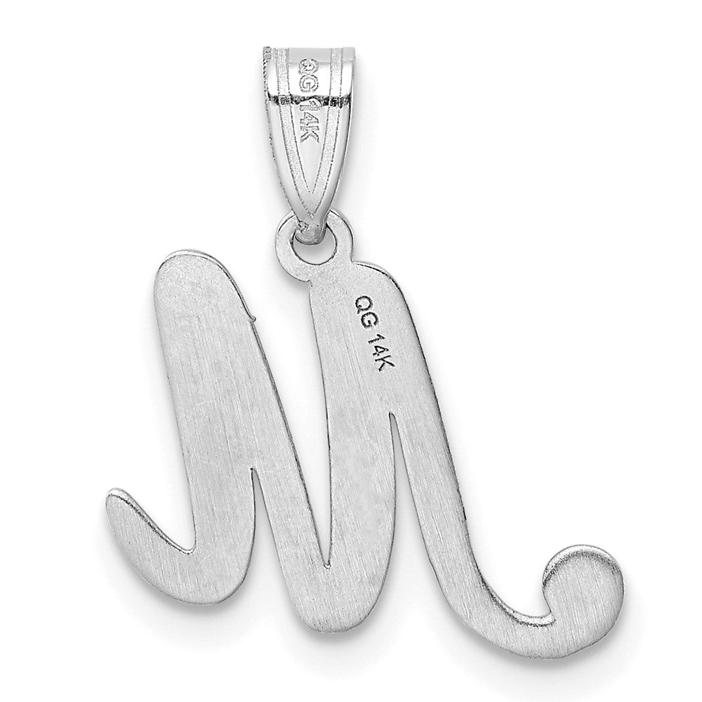 14K Weißgold Skript-Buchstabe M Initial-Anhänger