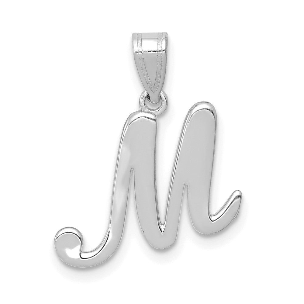 14K Weißgold Skript-Buchstabe M Initial-Anhänger