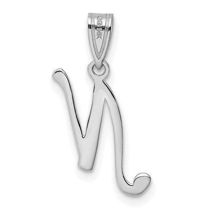 14k Weißgold Skript-Buchstabe N Initial-Anhänger