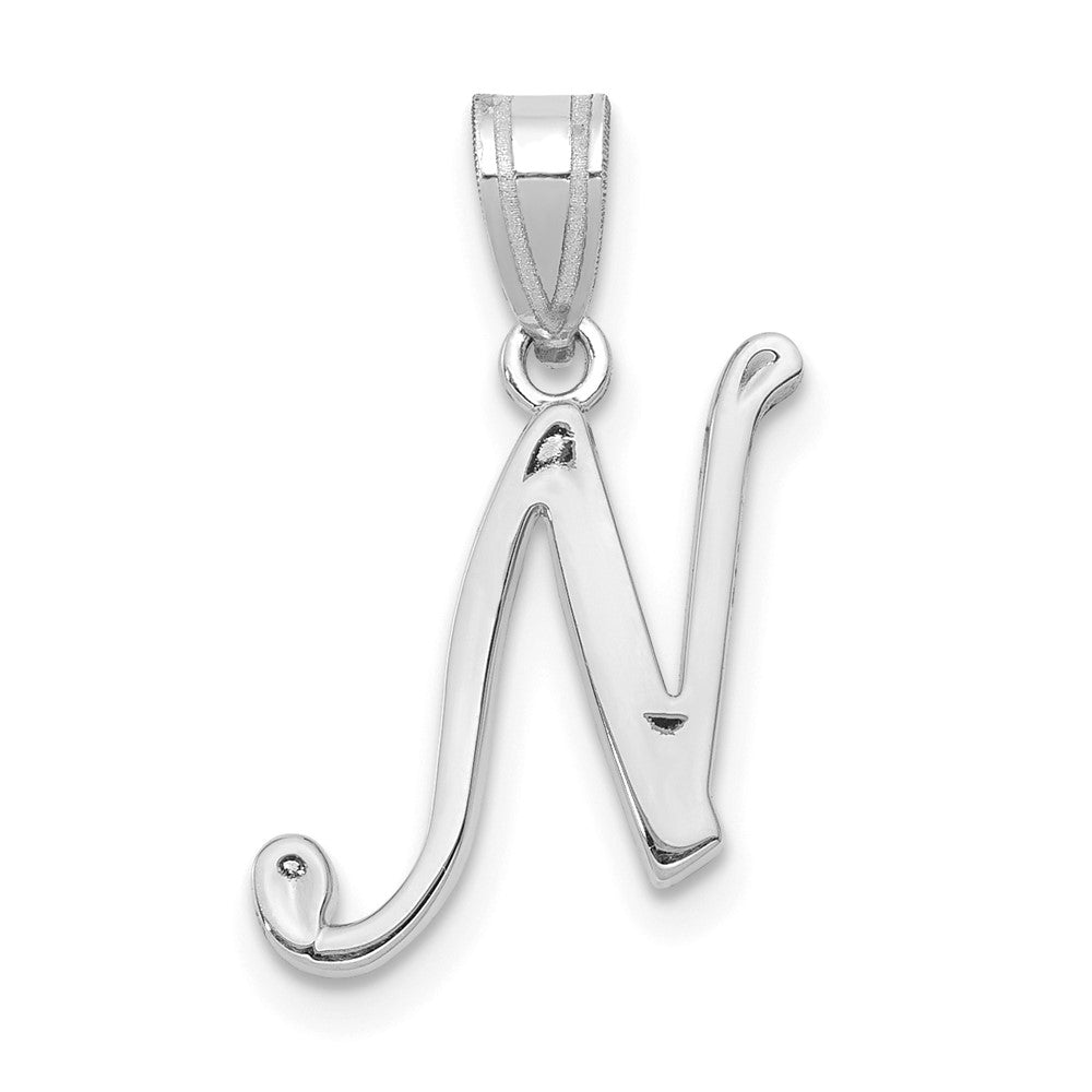 14k Weißgold Skript-Buchstabe N Initial-Anhänger