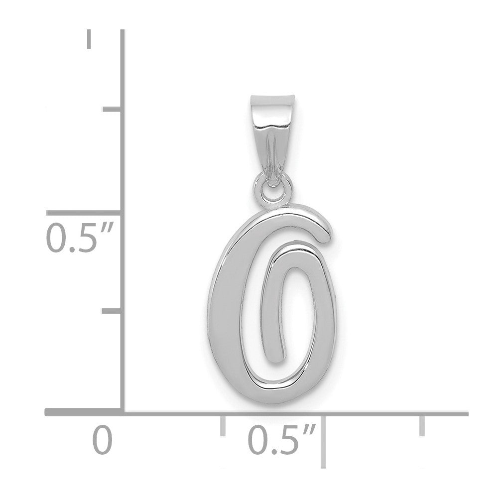 14K Weißgold Skript-Buchstabe O Initial-Anhänger