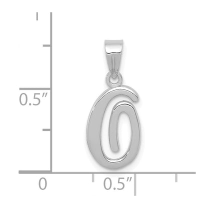 14K Weißgold Skript-Buchstabe O Initial-Anhänger