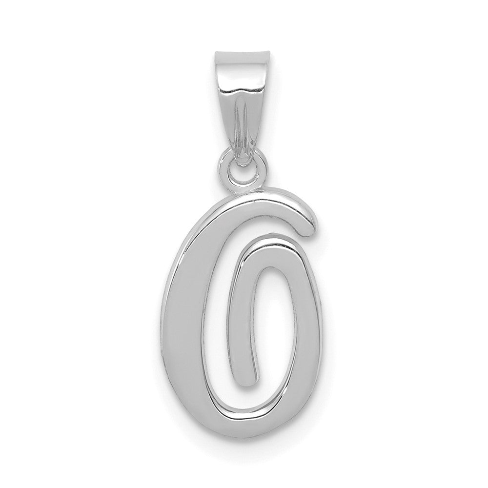 14K Weißgold Skript-Buchstabe O Initial-Anhänger
