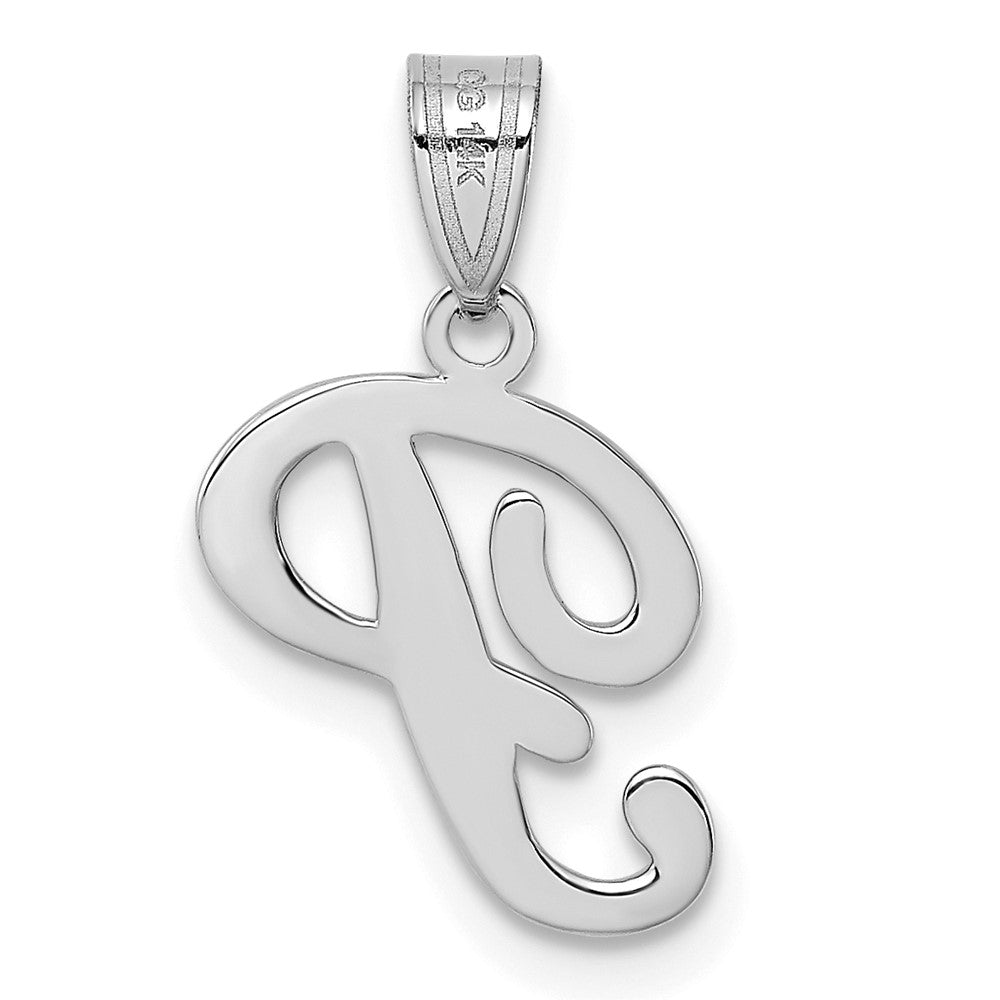 14K Weißgold Initial-Anhänger Buchstabe P in Schreibschrift