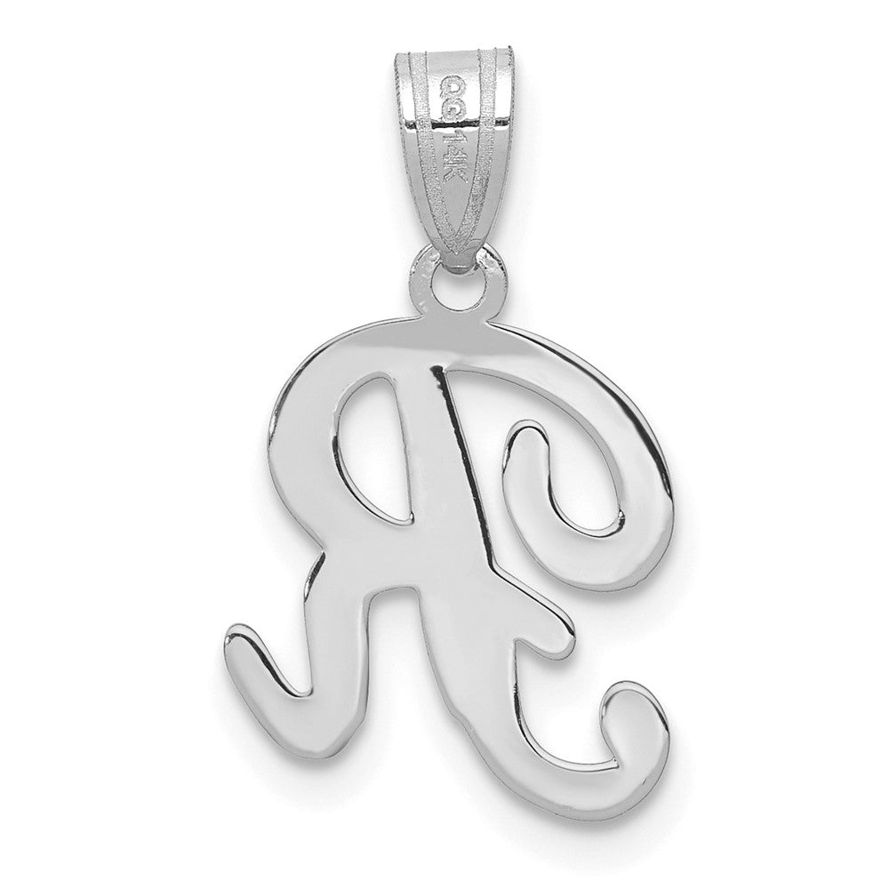 14k Weißgold Skript-Buchstabe R Initial-Anhänger