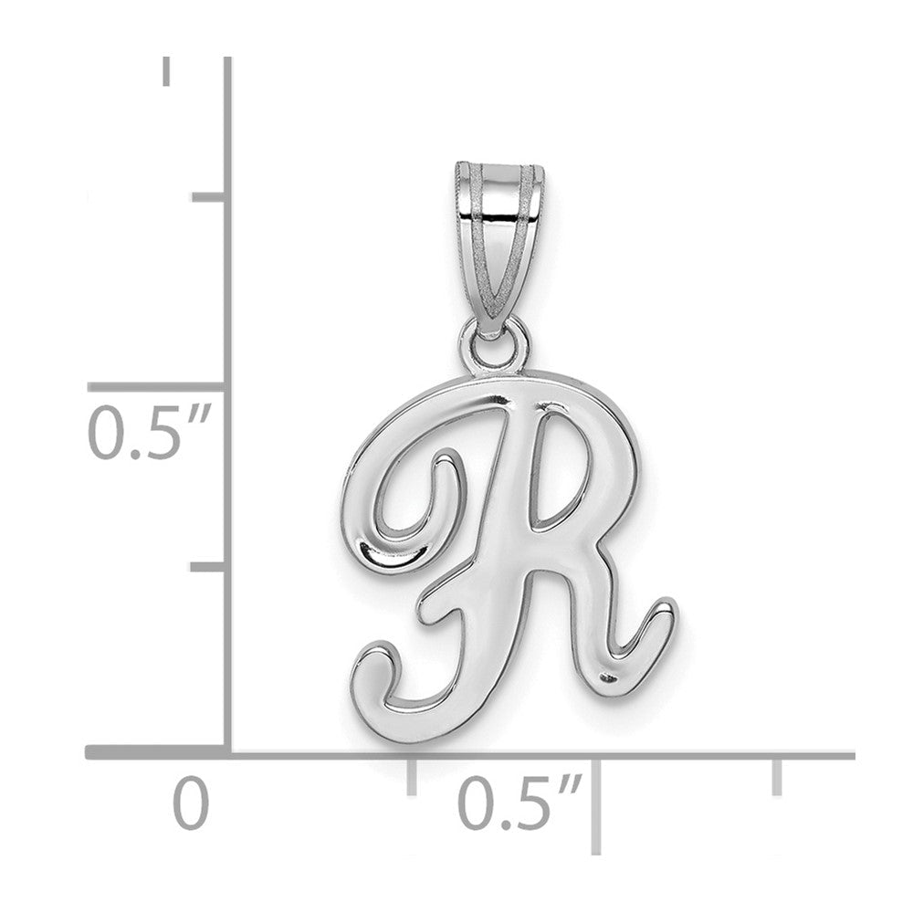 14k Weißgold Skript-Buchstabe R Initial-Anhänger