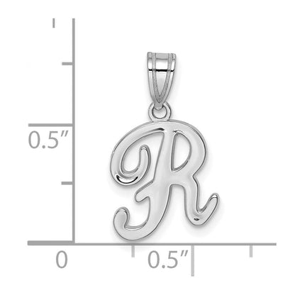 14k Weißgold Skript-Buchstabe R Initial-Anhänger