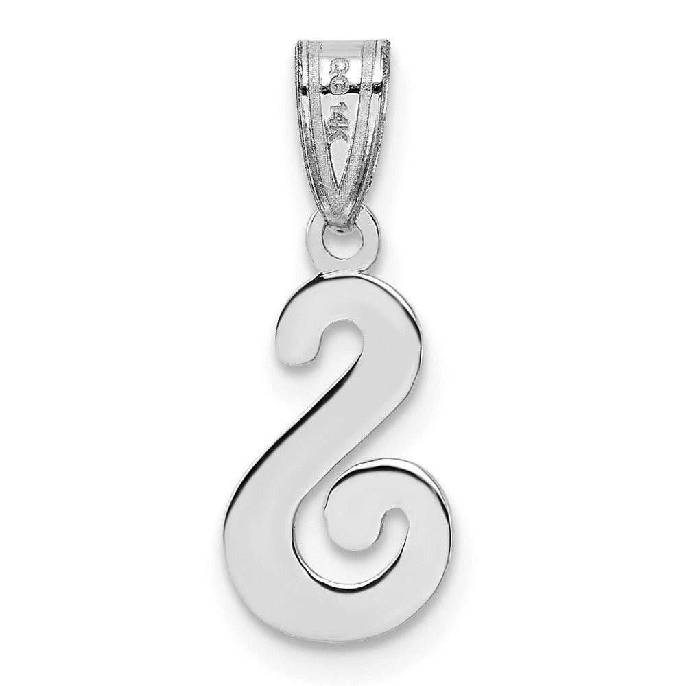 14K Weißgold Skript-Buchstabe S Initial-Anhänger