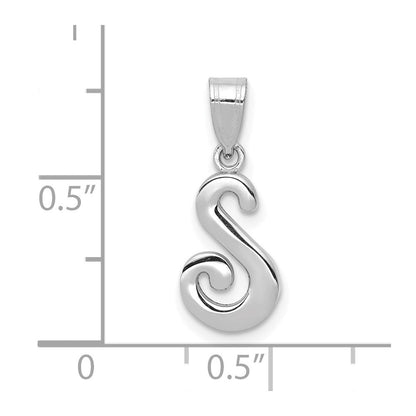 14K Weißgold Skript-Buchstabe S Initial-Anhänger