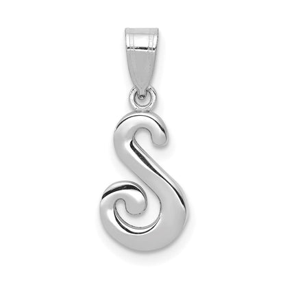 14K Weißgold Skript-Buchstabe S Initial-Anhänger