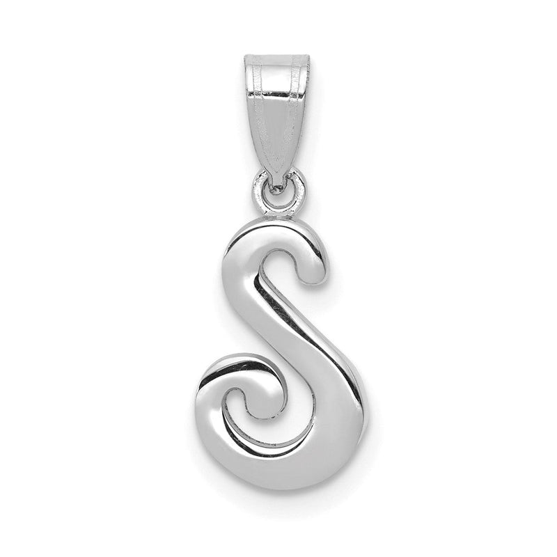 14K Weißgold Skript-Buchstabe S Initial-Anhänger