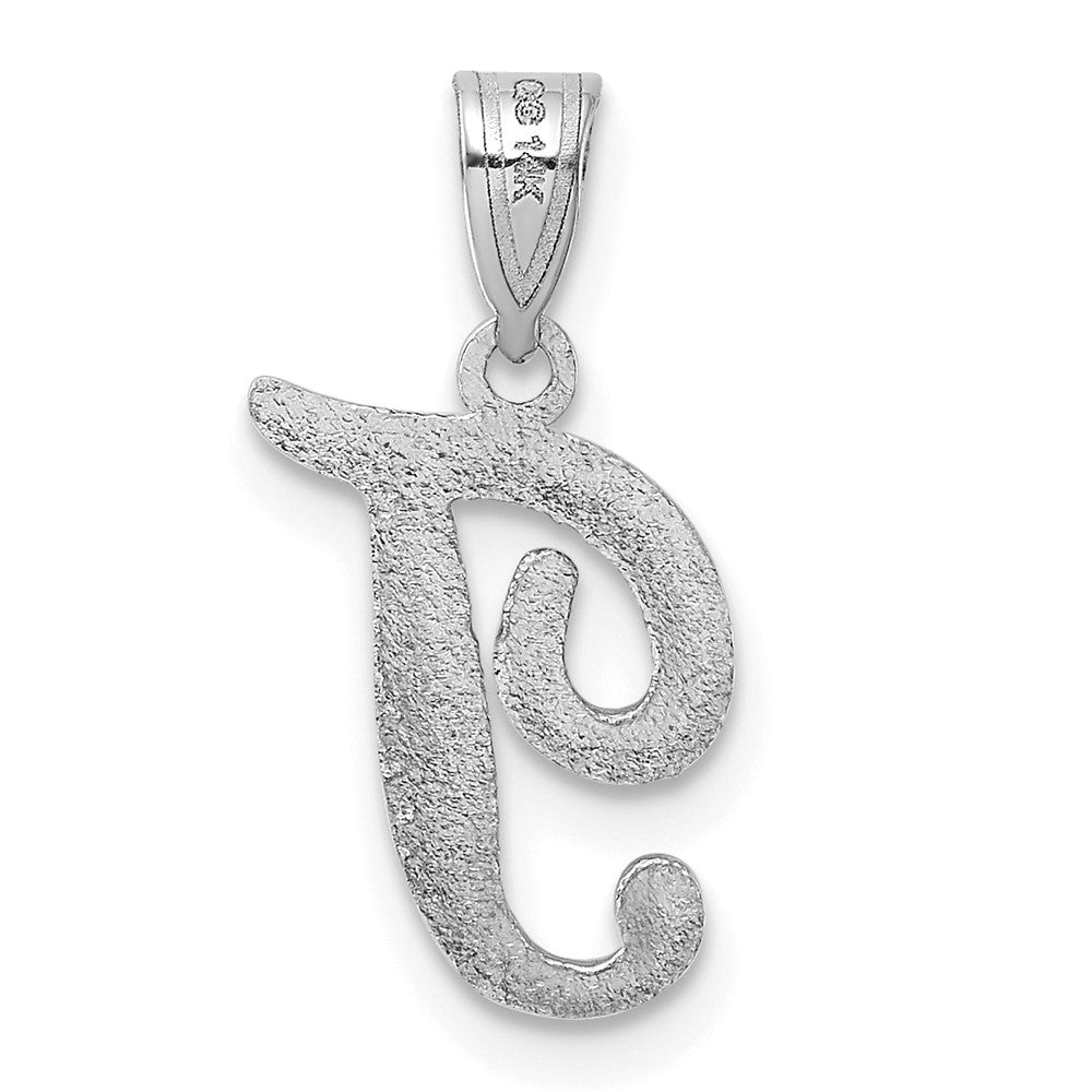 14K Weißgold Skript-Buchstabe T Initial-Anhänger