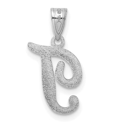 14K Weißgold Skript-Buchstabe T Initial-Anhänger