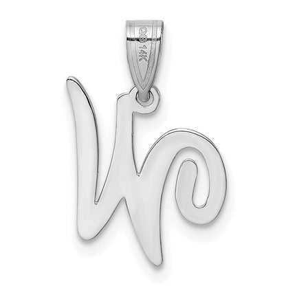 14K Weißgold Skript-Buchstabe W Initial-Anhänger